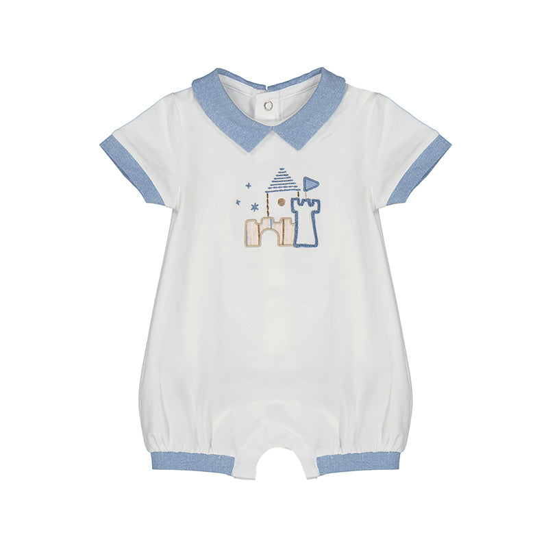 Mayoral White & Blue Short Romper