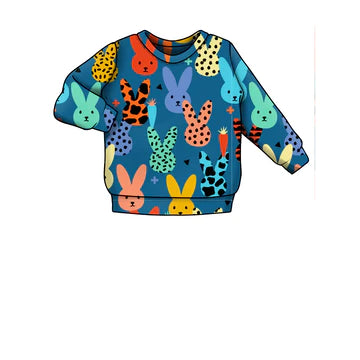 Freckles and Daisies Blue Easter Bunny Top