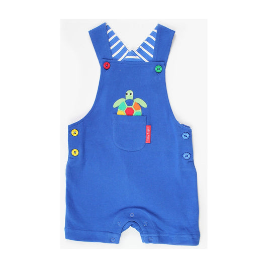 Toby Tiger Applique Turtle Dungaree Shorts