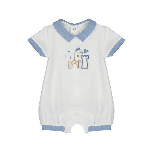 Mayoral White & Blue Short Romper