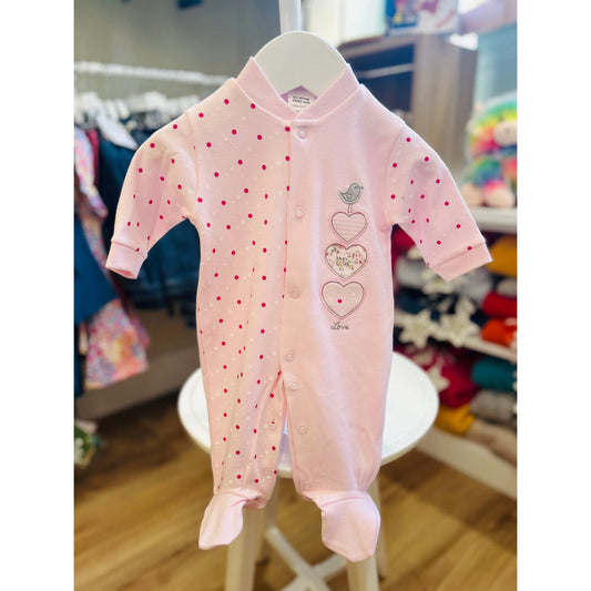 Dandelion Triple Hearts Cotton Sleepsuit