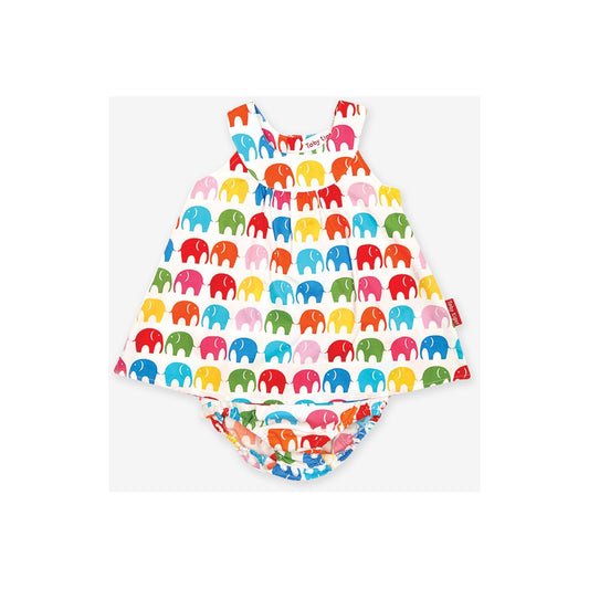 Toby Tiger Multi Elephant Print Baby Dress