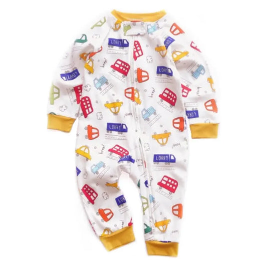 Zippy Up Cars and Buses Footless Sleepsuit