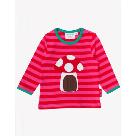 Toby Tiger Applique Mouse And Mushroom T-Shirt