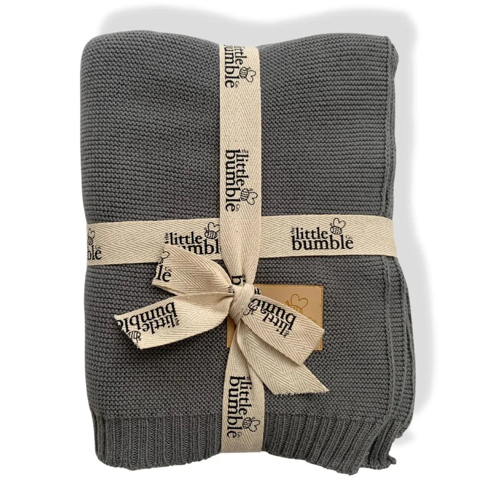 The Little Bumble Co Luxury Knitted Slate Blanket